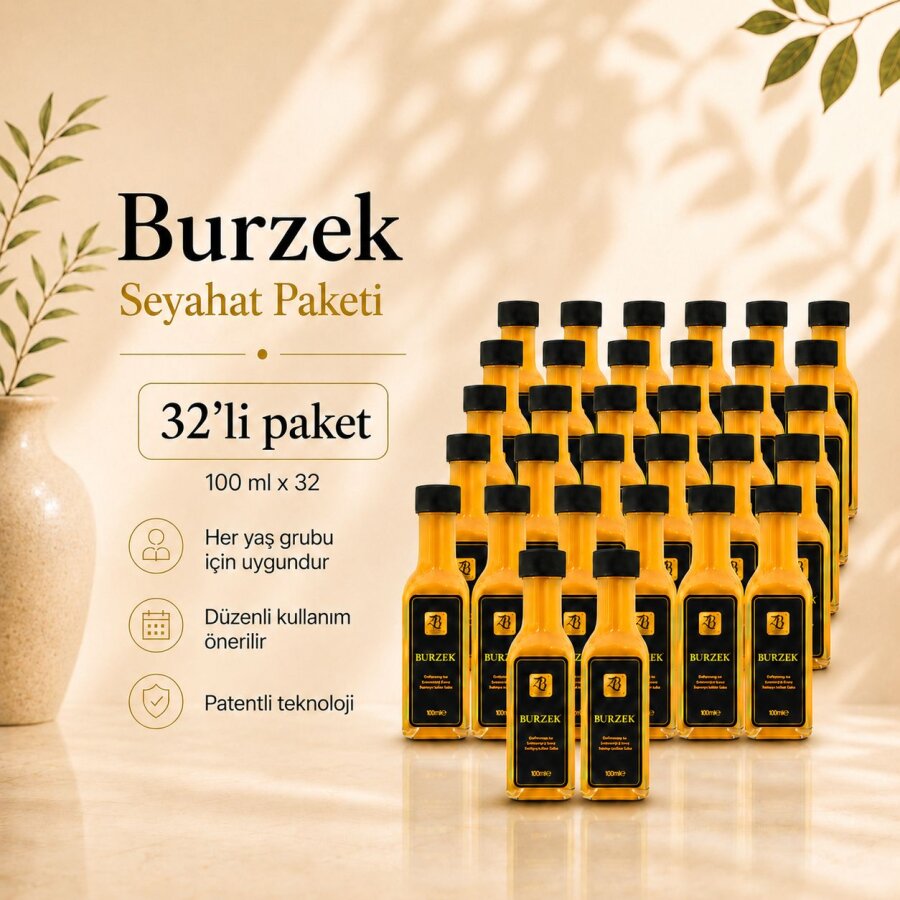 BURZEK - Kurkumin ve Bentonit Kili İçeren Takviye Edici Gıda 100 ml 32'li Paket - 1