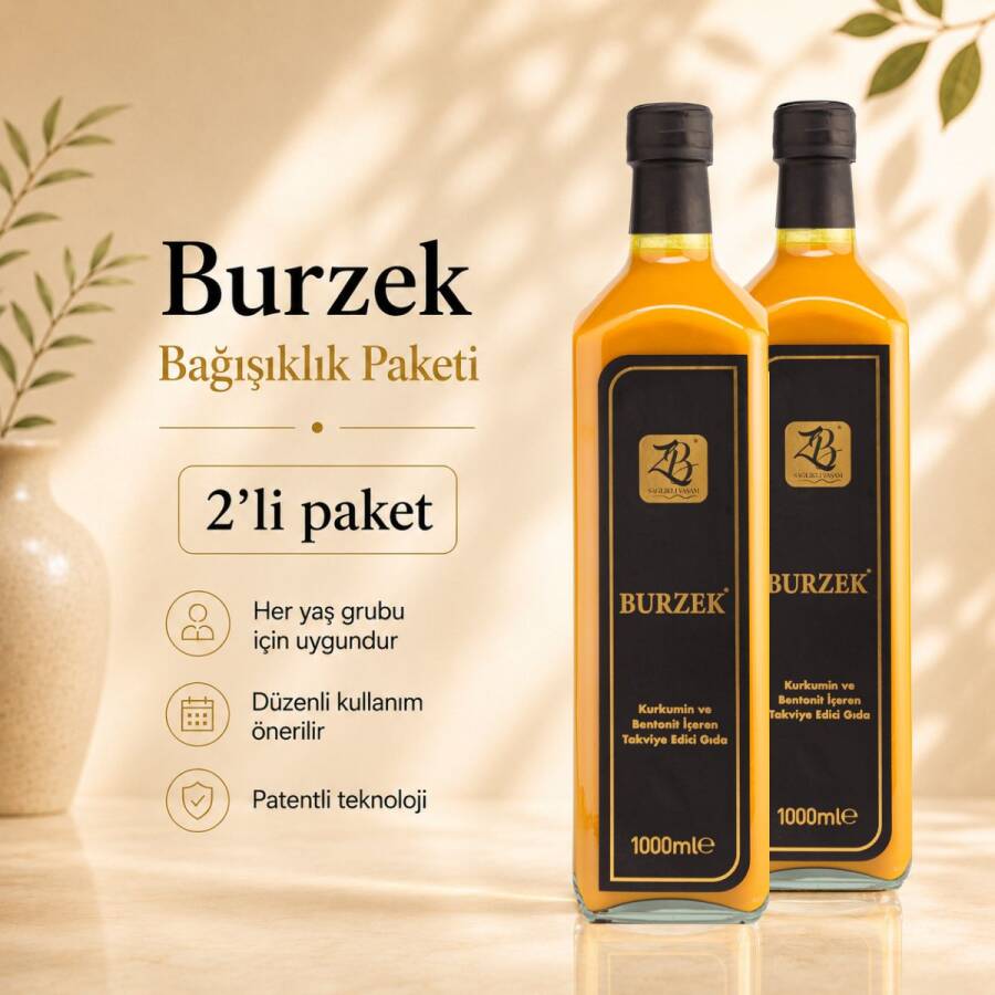 BURZEK - Kurkumin ve Bentonit Kili İçeren Takviye Edici Gıda 1000 ml 2'li Paket - ZB VITA SANA
