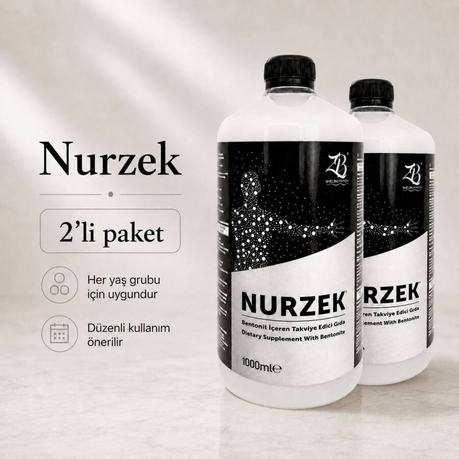 NURZEK - Bentonit Kili İçeren Takviye Edici Gıda 1000 ml 2'li Paket - ZB HEALTHY LIFE 