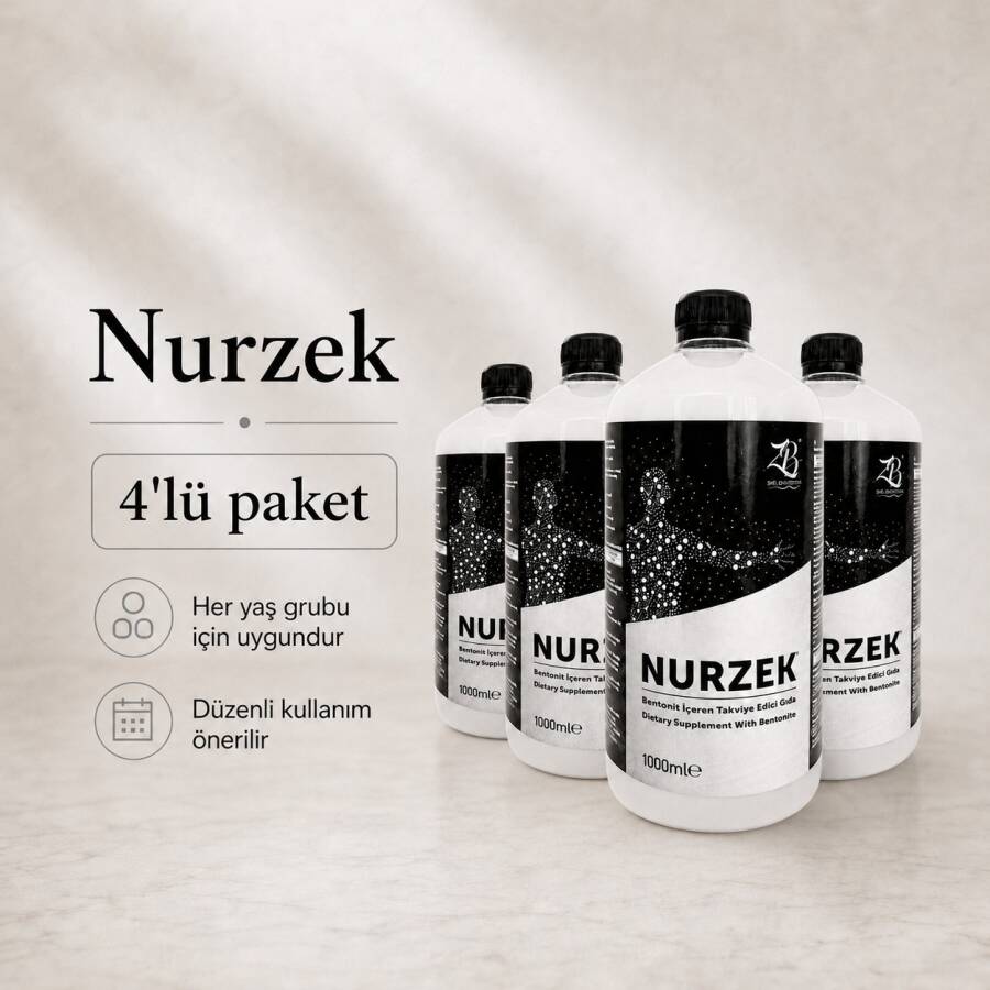 NURZEK - Bentonit Kili İçeren Takviye Edici Gıda 1000 ml 4'lü Paket - ZB SAĞLIKLI YAŞAM